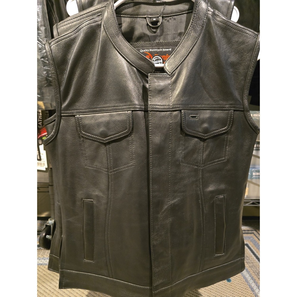 Daniel Smart DS287 Womens Myst Black Leather Motorcycle Vest Medium